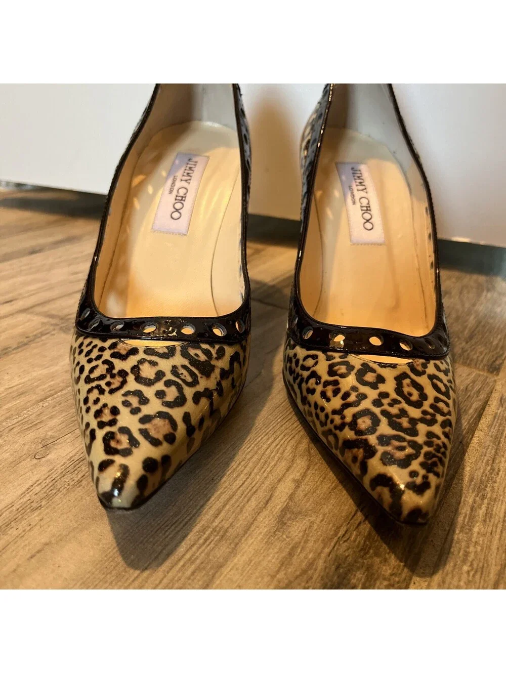 JIMMY CHOO ANIMAL PRINT PATENT LEATHER HEELS SIZE IT36.5/US6.5 MADE IN ITALY VGC